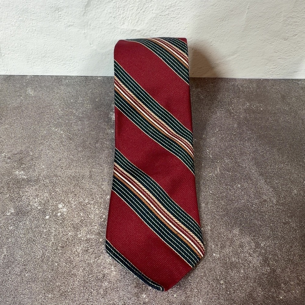 Givenchy Gentlemen Paris Mens Necktie Burgundy Navy Striped Silk Blend